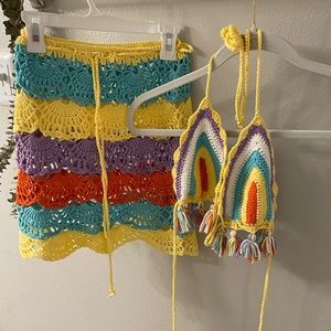 Two piece crochet cover up set